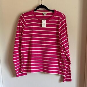 NWT J. Crew Striped Top with Button Accents size L